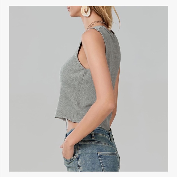 🌹🆕 Tie Front Sweater Vest Sleeveless V Neck Knit Y2K Top Small - Picture 3 of 7